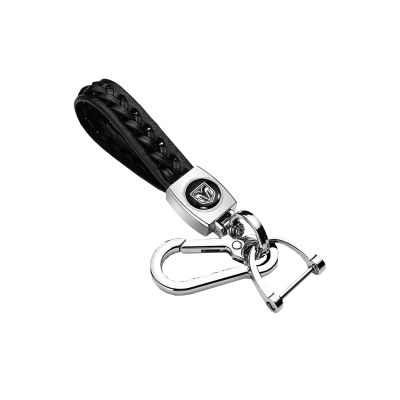 Black Leather Braided Rope Key Chain