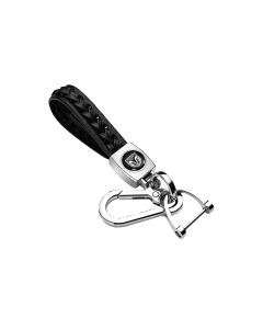 Black Leather Braided Rope Key Chain